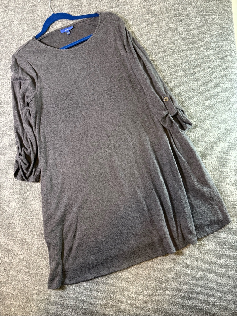 Apt. 9 Gray Roll-Tab Sleeve swing Dress with pockets